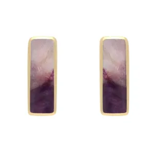 9ct Yellow Gold Blue John Dinky Oblong Stud Earrings