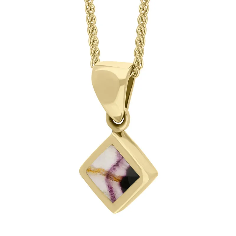 9ct Yellow Gold Blue John Dinky Square Necklace