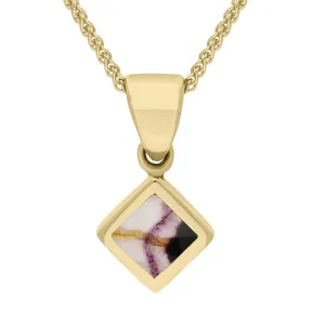 9ct Yellow Gold Blue John Dinky Square Necklace