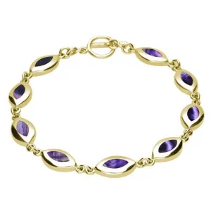 9ct Yellow Gold Blue John Framed Marquise Bracelet