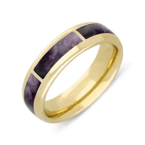 9ct Yellow Gold  Blue John Gap Channel 8mm Wedding Band Ring