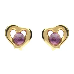9ct Yellow Gold Blue John Heart Outline Stud Earrings