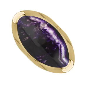 9ct Yellow Gold Blue John King's Coronation Hallmark Large Oval Ring D