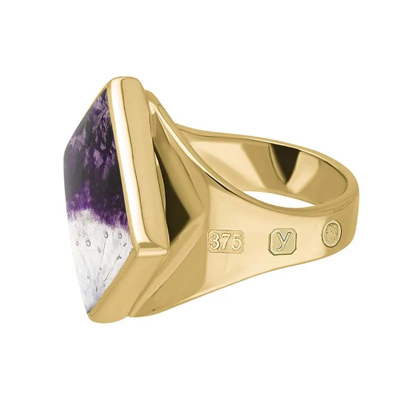 9ct Yellow Gold Blue John King's Coronation Hallmark Small Rhombus Ring D