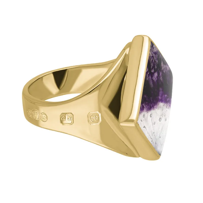 9ct Yellow Gold Blue John King's Coronation Hallmark Small Rhombus Ring D