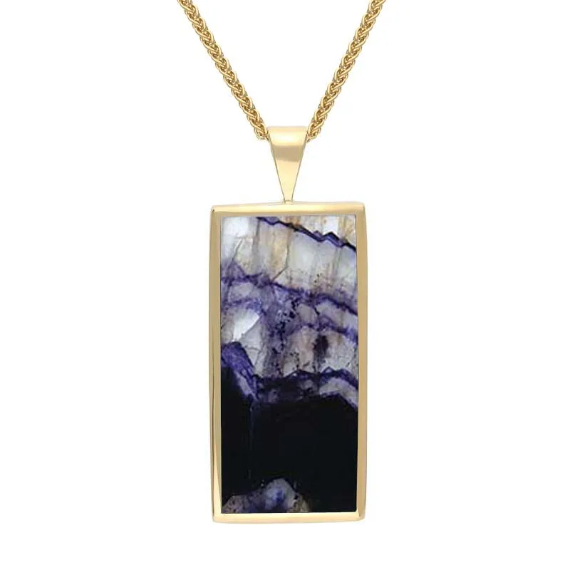 9ct Yellow Gold Blue John Large Oblong Necklace