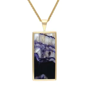 9ct Yellow Gold Blue John Large Oblong Necklace