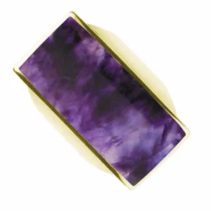 9ct Yellow Gold Blue John Large Oblong Ring