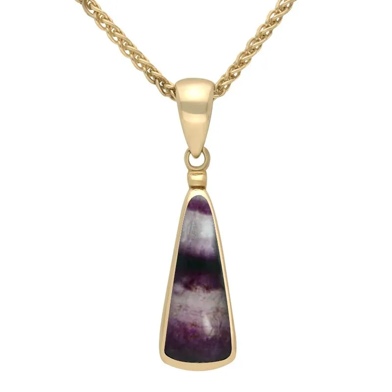 9ct Yellow Gold Blue John Light Triangle Shape Necklace