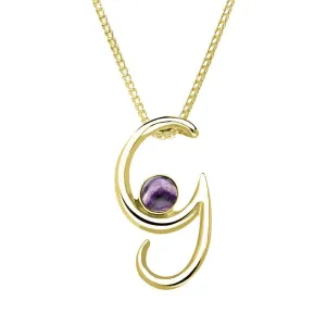 9ct Yellow Gold Blue John Love Letters Initial G Necklace