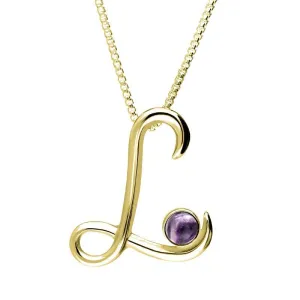 9ct Yellow Gold Blue John Love Letters Initial L Necklace