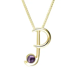 9ct Yellow Gold Blue John Love Letters Initial P Necklace