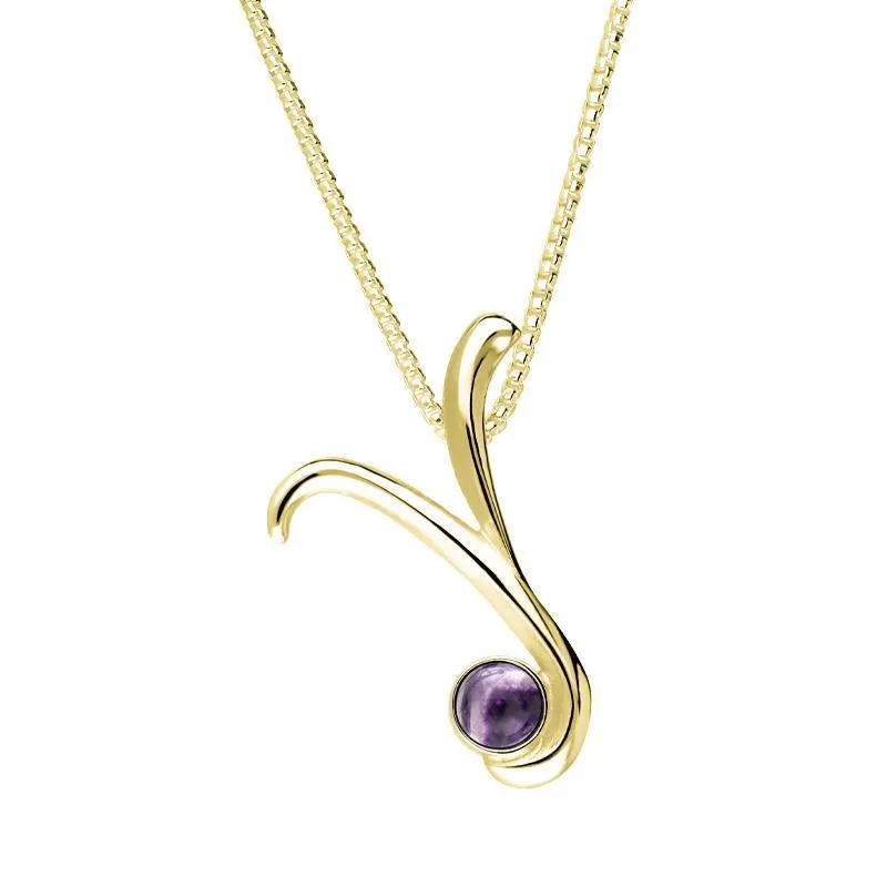 9ct Yellow Gold Blue John Love Letters Initial Y Necklace