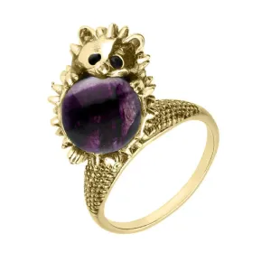 9ct Yellow Gold Blue John Medium Hedgehog Ring