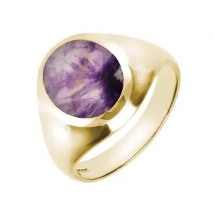 9ct Yellow Gold Blue John Medium Oval Signet Ring
