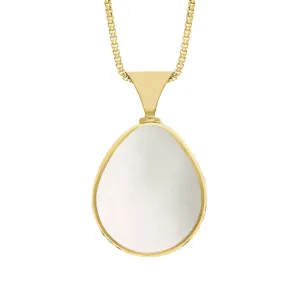 9ct Yellow Gold Blue John Mother of Pearl King's Coronation Hallmark Double Sided Pear-shaped Necklace D