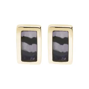 9ct Yellow Gold Blue John Oblong Stud Earrings