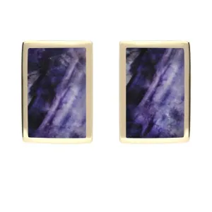 9ct Yellow Gold Blue John Oblong Stud Earrings