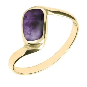 9ct Yellow Gold Blue John Oblong Twist Ring