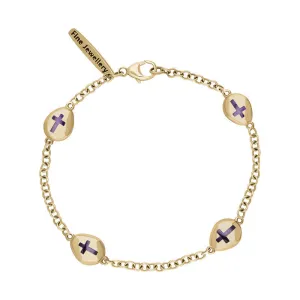 9ct Yellow Gold Blue John Oval Cross Detail Four Stone Bracelet