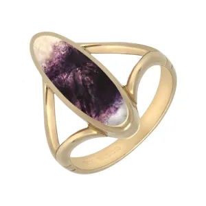 9ct Yellow Gold Blue John Oval Split Shank Ring