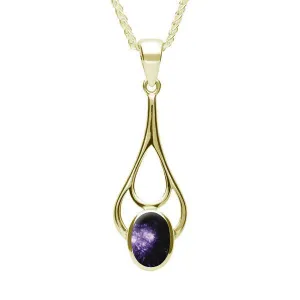 9ct Yellow Gold Blue John Oval Spoon Necklace