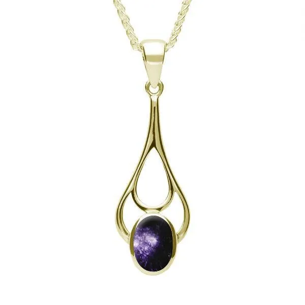 9ct Yellow Gold Blue John Oval Spoon Necklace