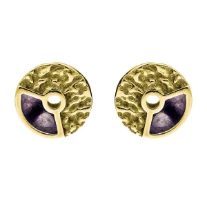 9ct Yellow Gold Blue John Peak District Millstone Stud Earrings