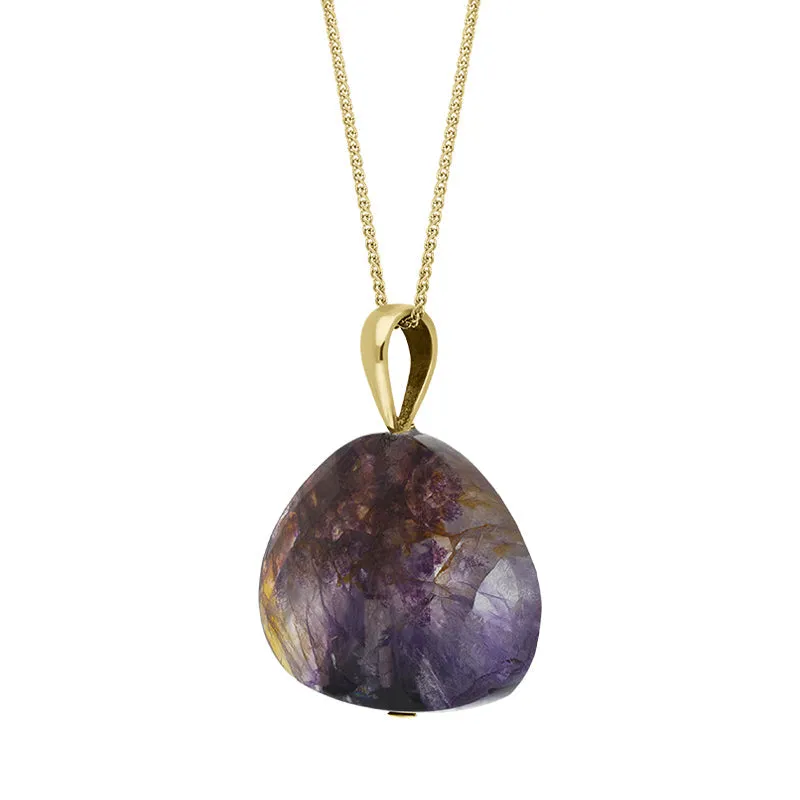 9ct Yellow Gold Blue John Pendant Necklace D