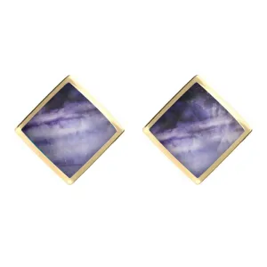9ct Yellow Gold Blue John Rhombus Earrings