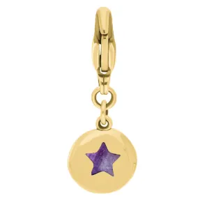 9ct Yellow Gold Blue John Round Shaped Star Clip Charm