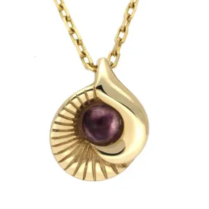 9ct Yellow Gold Blue John Seashell Necklace