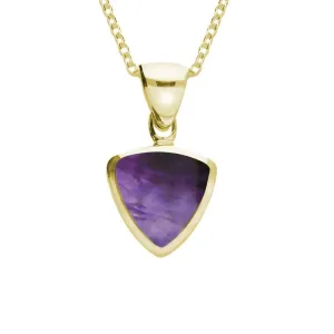 9ct Yellow Gold Blue John Small Curved Triangle Necklace