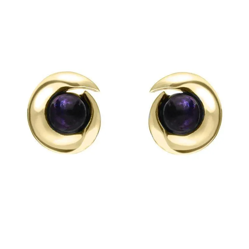 9ct Yellow Gold Blue John Spiral Stud Earrings
