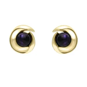 9ct Yellow Gold Blue John Spiral Stud Earrings