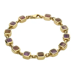 9ct Yellow Gold Blue John Square Cushion Bracelet