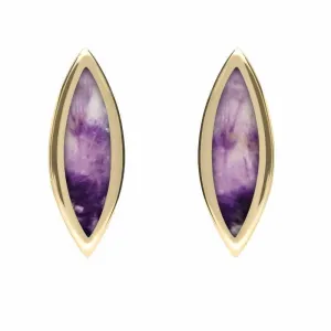 9ct Yellow Gold Blue John Toscana Marquise Stud Earrings