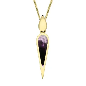 9ct Yellow Gold Blue John Toscana Slim Pear Drop Necklace