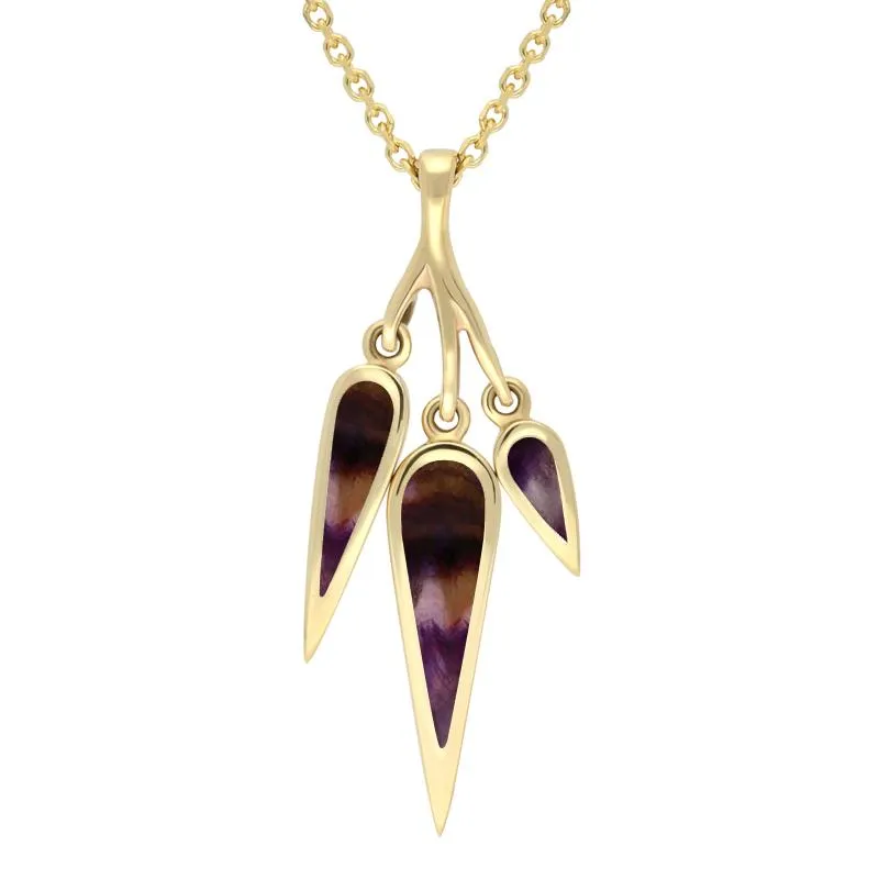 9ct Yellow Gold Blue John Toscana Three Drop Graduated Necklace