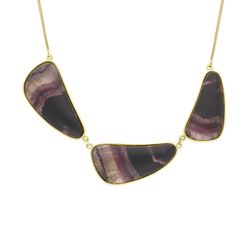 9ct Yellow Gold Blue John Unique Collar Necklace D