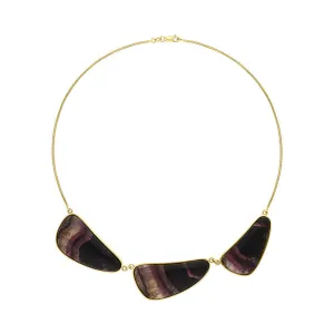 9ct Yellow Gold Blue John Unique Collar Necklace D