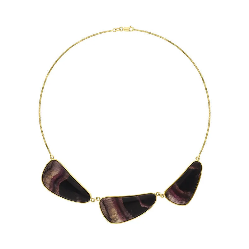 9ct Yellow Gold Blue John Unique Collar Necklace D