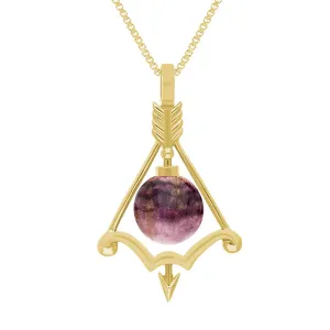 9ct Yellow Gold Blue John Zodiac Sagittarius 8mm Bead Pendant