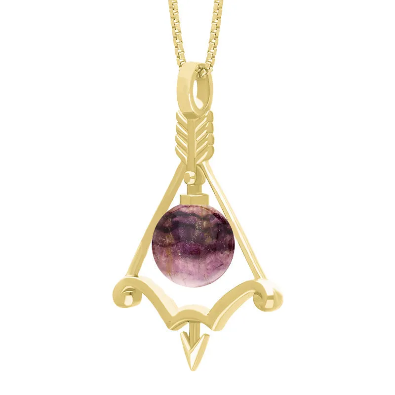 9ct Yellow Gold Blue John Zodiac Sagittarius 8mm Bead Pendant