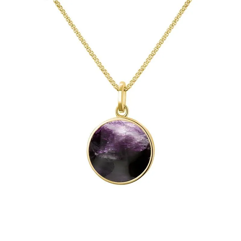 9ct Yellow Gold Blue John  Zodiac Taurus Round Necklace
