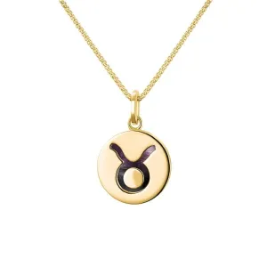9ct Yellow Gold Blue John  Zodiac Taurus Round Necklace