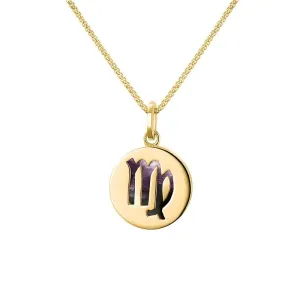 9ct Yellow Gold Blue John  Zodiac Virgo Round Necklace