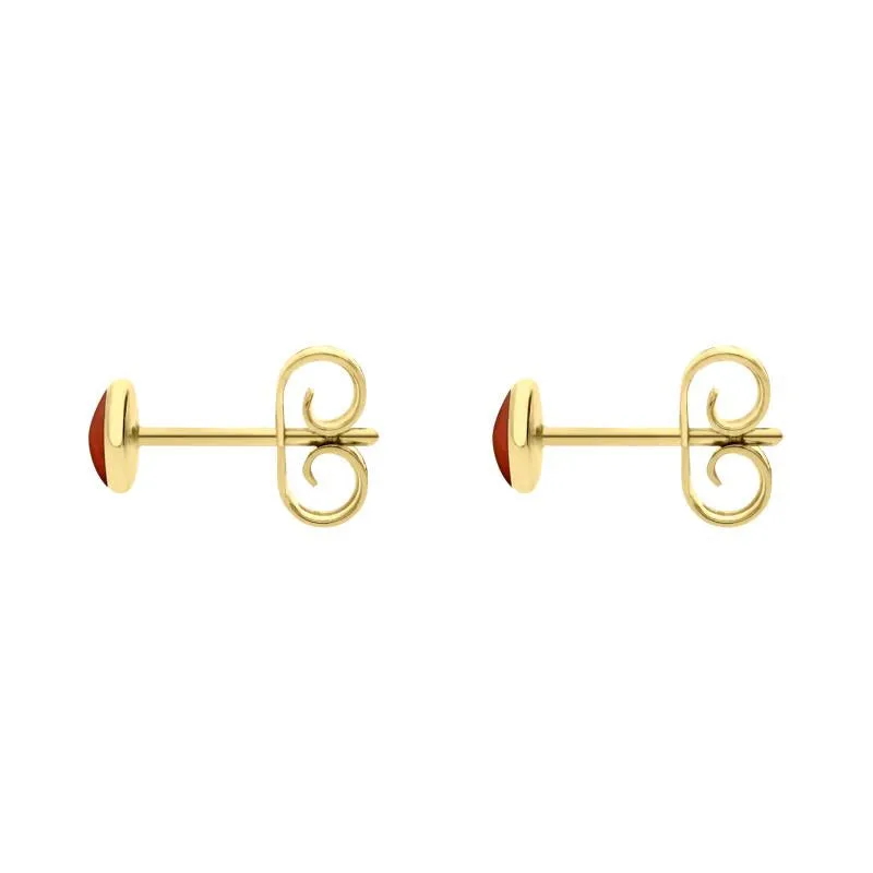 9ct Yellow Gold Carnelian 4mm Classic Small Round Stud Earrings