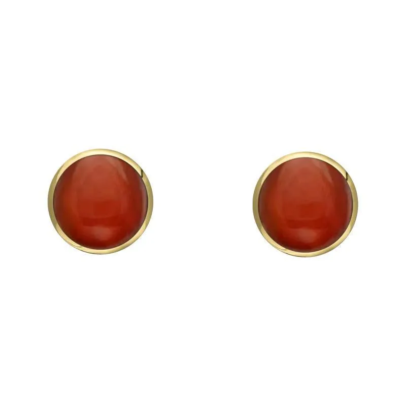 9ct Yellow Gold Carnelian 4mm Classic Small Round Stud Earrings