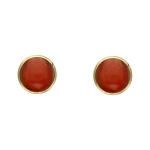 9ct Yellow Gold Carnelian 4mm Classic Small Round Stud Earrings